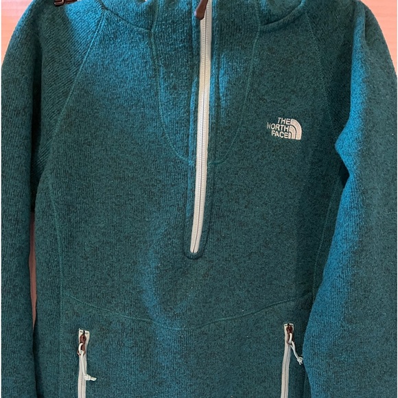 THE NORTH FACE 1/2  ZIP PULLOVER teal size Small EUC hoodie fall jacket coat - Picture 1 of 6